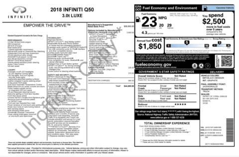 Photos of 2018 INFINITI Q50 3.0t LUXE for sale in Jacksonville, FL at Auto Boutique Florida