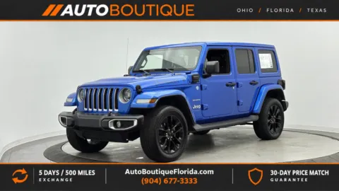 Blue 2021 Jeep Wrangler 4xe Unlimited Sahara for sale in Jacksonville, FL