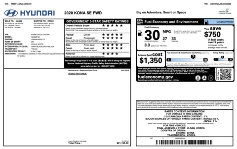 Photos of 2020 Hyundai Kona SE for sale in Jacksonville, FL at Auto Boutique Florida