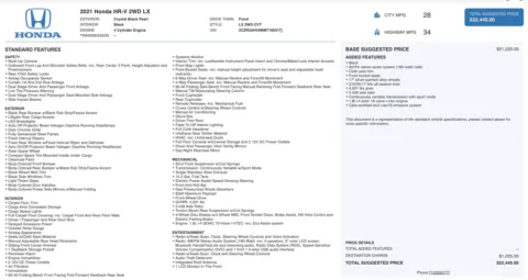 Photos of 2021 Honda HR-V LX for sale in Jacksonville, FL at Auto Boutique Florida