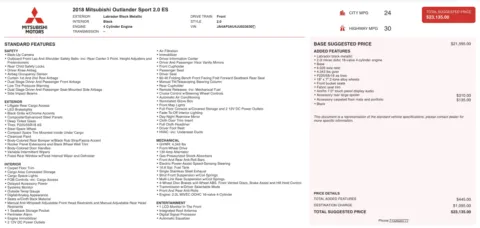 Photos of 2018 Mitsubishi Outlander Sport ES 2.0 for sale in Jacksonville, FL at Auto Boutique Florida