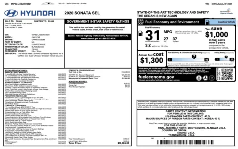 Photos of 2020 Hyundai Sonata SEL for sale in Jacksonville, FL at Auto Boutique Florida