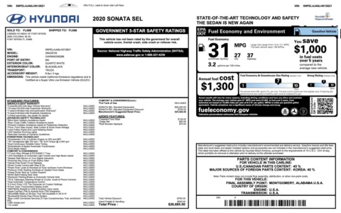 Photos of 2020 Hyundai Sonata SEL for sale in Jacksonville, FL at Auto Boutique Florida