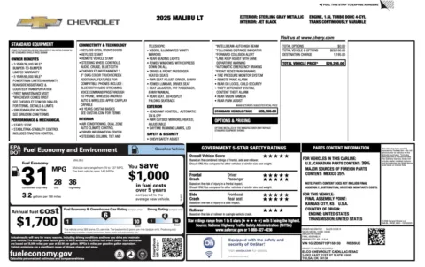 Photos of 2025 Chevrolet Malibu LT for sale in Jacksonville, FL at Auto Boutique Florida
