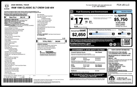 Photos of 2020 Ram 1500 Classic SLT for sale in Jacksonville, FL at Auto Boutique Florida