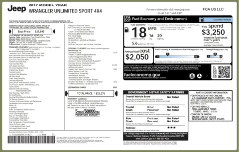 Photos of 2017 Jeep Wrangler Unlimited Sport for sale in Jacksonville, FL at Auto Boutique Florida