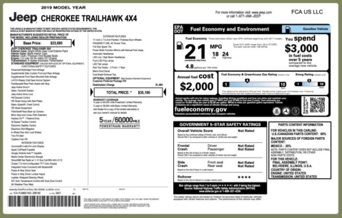 Photos of 2019 Jeep Cherokee Trailhawk for sale in Jacksonville, FL at Auto Boutique Florida