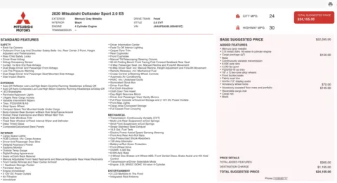 Photos of 2020 Mitsubishi Outlander Sport SP 2.0 for sale in Jacksonville, FL at Auto Boutique Florida