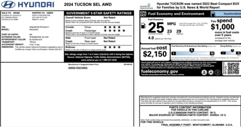 Photos of 2024 Hyundai Tucson SEL for sale in Jacksonville, FL at Auto Boutique Florida