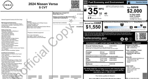 Photos of 2024 Nissan Versa S for sale in Jacksonville, FL at Auto Boutique Florida