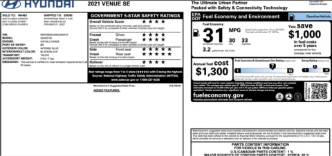 Photos of 2021 Hyundai Venue SE for sale in Jacksonville, FL at Auto Boutique Florida