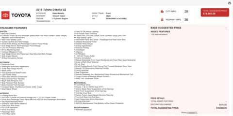 Photos of 2018 Toyota Corolla LE for sale in Jacksonville, FL at Auto Boutique Florida