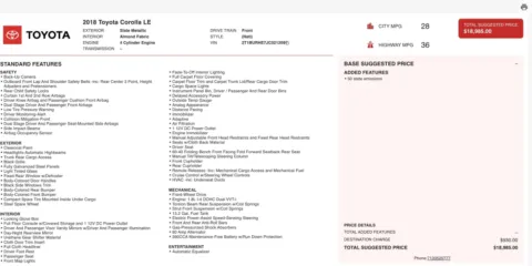 Photos of 2018 Toyota Corolla LE for sale in Jacksonville, FL at Auto Boutique Florida