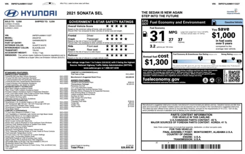 Photos of 2021 Hyundai Sonata SEL for sale in Jacksonville, FL at Auto Boutique Florida