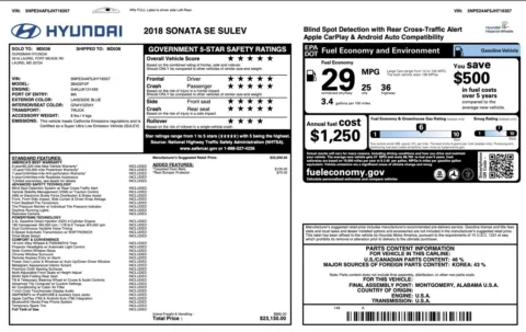 Photos of 2018 Hyundai Sonata SE for sale in Jacksonville, FL at Auto Boutique Florida