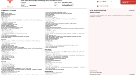 Photos of 2021 Tesla Model 3 Standard Range Plus for sale in Jacksonville, FL at Auto Boutique Florida