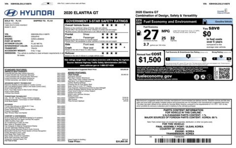 Photos of 2020 Hyundai Elantra GT for sale in Jacksonville, FL at Auto Boutique Florida