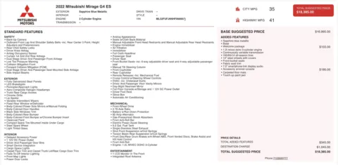 Photos of 2022 Mitsubishi Mirage G4 LE for sale in Jacksonville, FL at Auto Boutique Florida