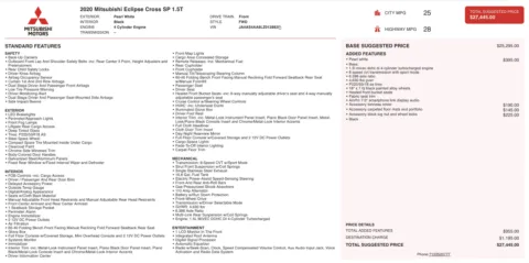 Photos of 2020 Mitsubishi Eclipse Cross SE for sale in Jacksonville, FL at Auto Boutique Florida