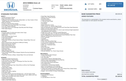 More photos of 2018 Honda Civic Hatchback LX at Auto Boutique Florida, FL