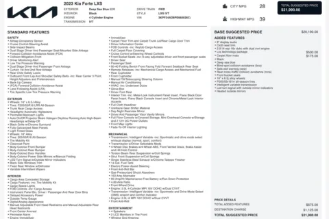 Photos of 2023 Kia Forte LXS for sale in Jacksonville, FL at Auto Boutique Florida