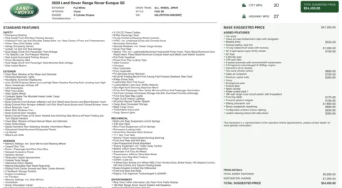 Photos of 2020 Land Rover Range Rover Evoque SE for sale in Jacksonville, FL at Auto Boutique Florida