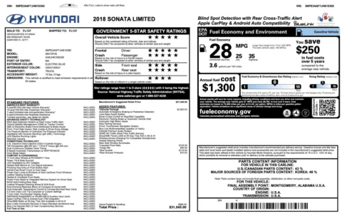 Photos of 2018 Hyundai Sonata Limited for sale in Jacksonville, FL at Auto Boutique Florida