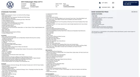 Photos of 2019 Volkswagen Atlas 2.0T S for sale in Jacksonville, FL at Auto Boutique Florida