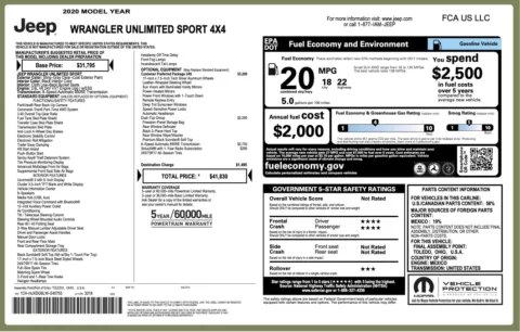 Photos of 2020 Jeep Wrangler Unlimited Sport S for sale in Jacksonville, FL at Auto Boutique Florida