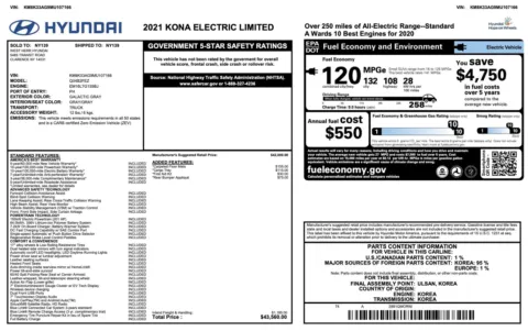 Photos of 2021 Hyundai Kona Electric Limited for sale in Jacksonville, FL at Auto Boutique Florida