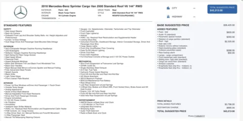 Photos of 2018 Mercedes-Benz Sprinter Cargo Van Worker for sale in Jacksonville, FL at Auto Boutique Florida