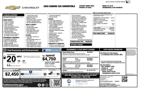 Photos of 2020 Chevrolet Camaro 2SS for sale in Jacksonville, FL at Auto Boutique Florida