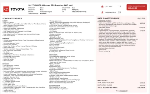 Photos of 2017 Toyota 4Runner SR5 for sale in Jacksonville, FL at Auto Boutique Florida