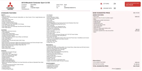 Photos of 2019 Mitsubishi Outlander Sport LE 2.0 for sale in Jacksonville, FL at Auto Boutique Florida