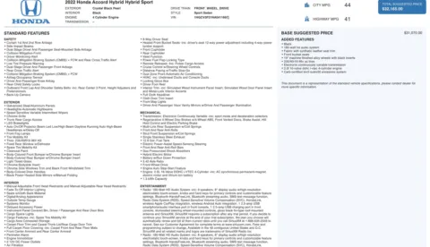 More photos of 2022 Honda Accord Hybrid Sport at Auto Boutique Florida, FL