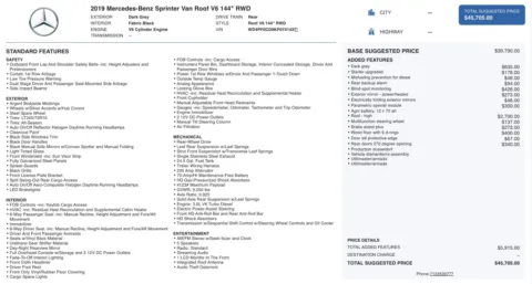 Photos of 2019 Mercedes-Benz Sprinter Crew Van 2500 for sale in Jacksonville, FL at Auto Boutique Florida