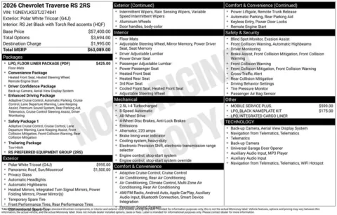 More photos of 2026 Chevrolet Traverse RS at Jim Norton Chevrolet, OK