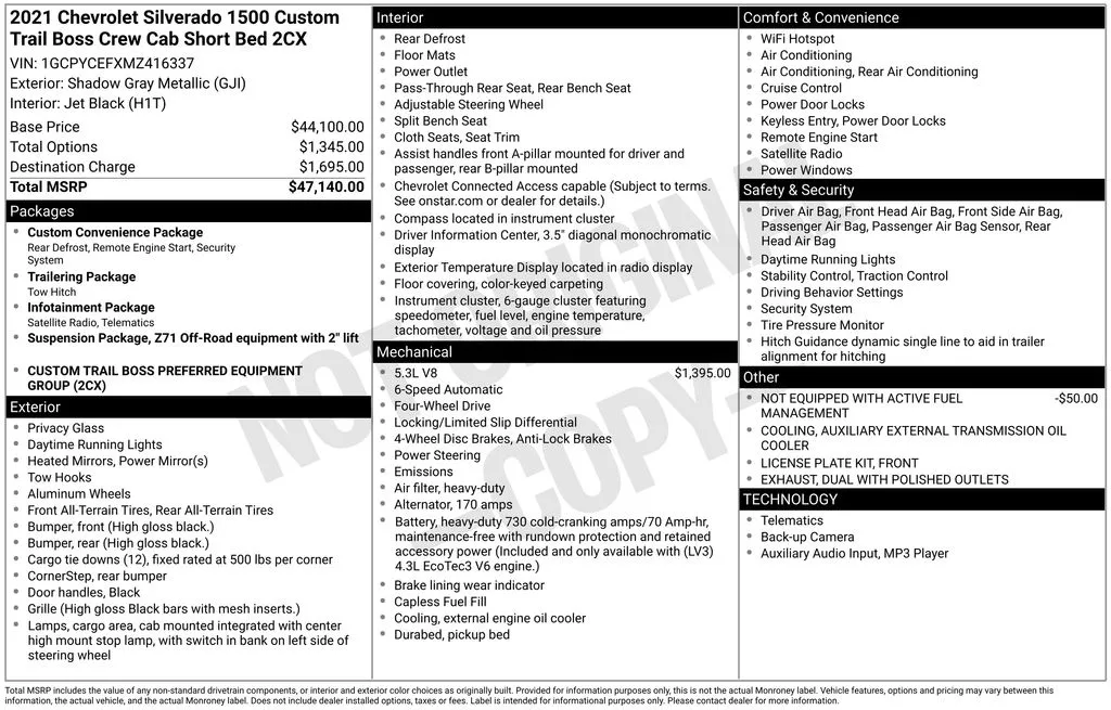 2021 Chevrolet Silverado 1500 Custom Trail Boss for sale in Broken Arrow, OK