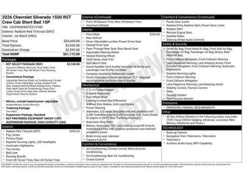 Photos of 2026 Chevrolet Silverado 1500 RST for sale in Tulsa, OK at Jim Norton T-Town Chevrolet
