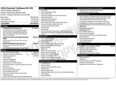 Photos of 2026 Chevrolet TrailBlazer RS for sale in Tulsa, OK at Jim Norton T-Town Chevrolet