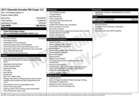Another view of 2017 Chevrolet Corvette Z06 for sale in Tulsa, OK at Jim Norton T-Town Chevrolet