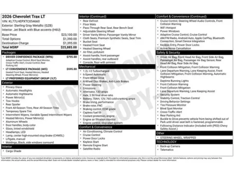 Photos of 2026 Chevrolet Trax LT for sale in Tulsa, OK at Jim Norton T-Town Chevrolet