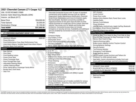 Another view of 2021 Chevrolet Camaro LT1 for sale in Tulsa, OK at Jim Norton T-Town Chevrolet