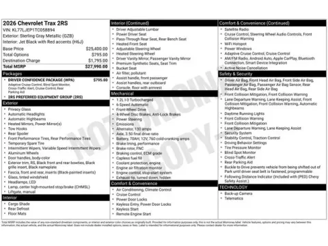 Photos of 2026 Chevrolet Trax 2RS for sale in Tulsa, OK at Jim Norton T-Town Chevrolet