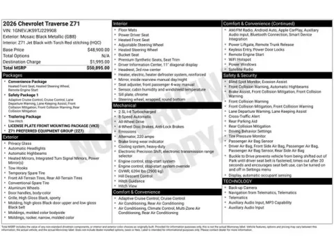 Photos of 2026 Chevrolet Traverse Z71 for sale in Tulsa, OK at Jim Norton T-Town Chevrolet