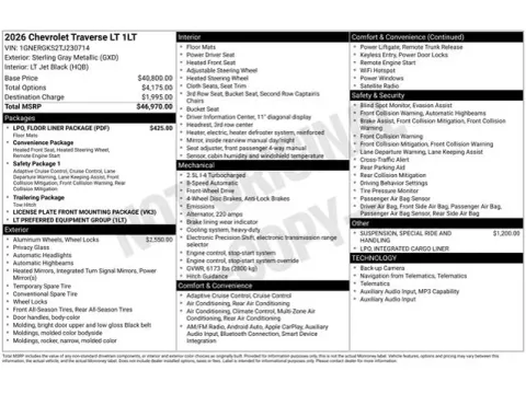 Photos of 2026 Chevrolet Traverse LT for sale in Tulsa, OK at Jim Norton T-Town Chevrolet