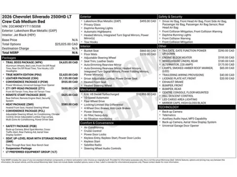 Photos of 2026 Chevrolet Silverado 2500HD LT for sale in Tulsa, OK at Jim Norton T-Town Chevrolet