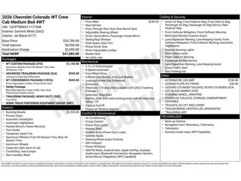 Photos of 2026 Chevrolet Colorado Work Truck for sale in Tulsa, OK at Jim Norton T-Town Chevrolet