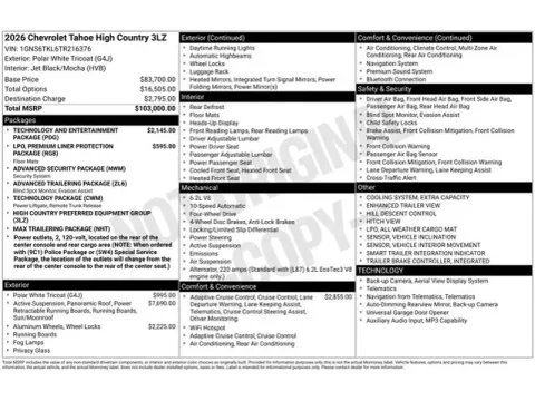 Photos of 2026 Chevrolet Tahoe High Country for sale in Tulsa, OK at Jim Norton T-Town Chevrolet