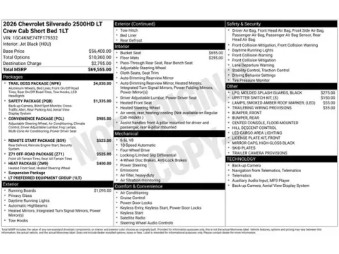 Photos of 2026 Chevrolet Silverado 2500HD LT for sale in Tulsa, OK at Jim Norton T-Town Chevrolet